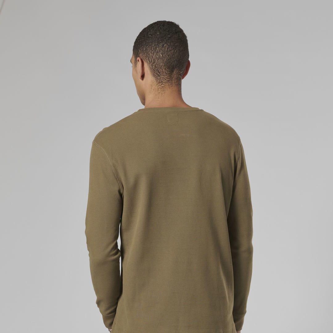 Triumph Mens Bettmann Khaki Long Sleeved Waffle Top