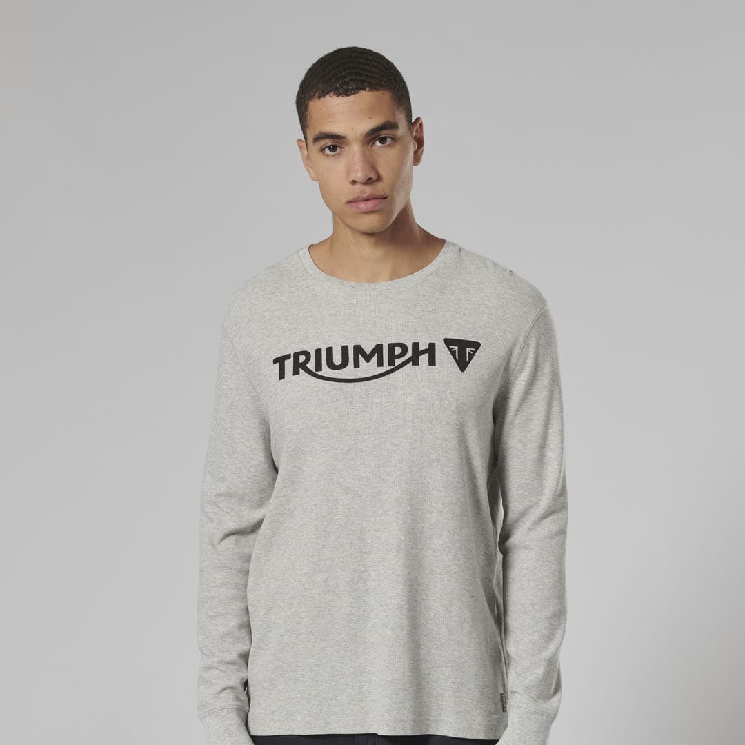 Triumph Mens Bettmann Grey Marl Long Sleeved Waffle Top