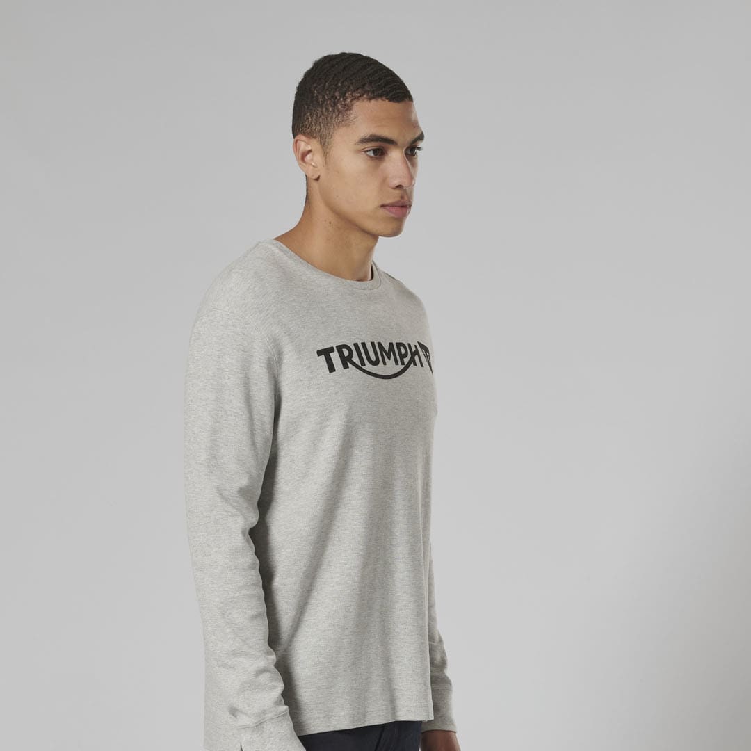 Triumph Mens Bettmann Grey Marl Long Sleeved Waffle Top