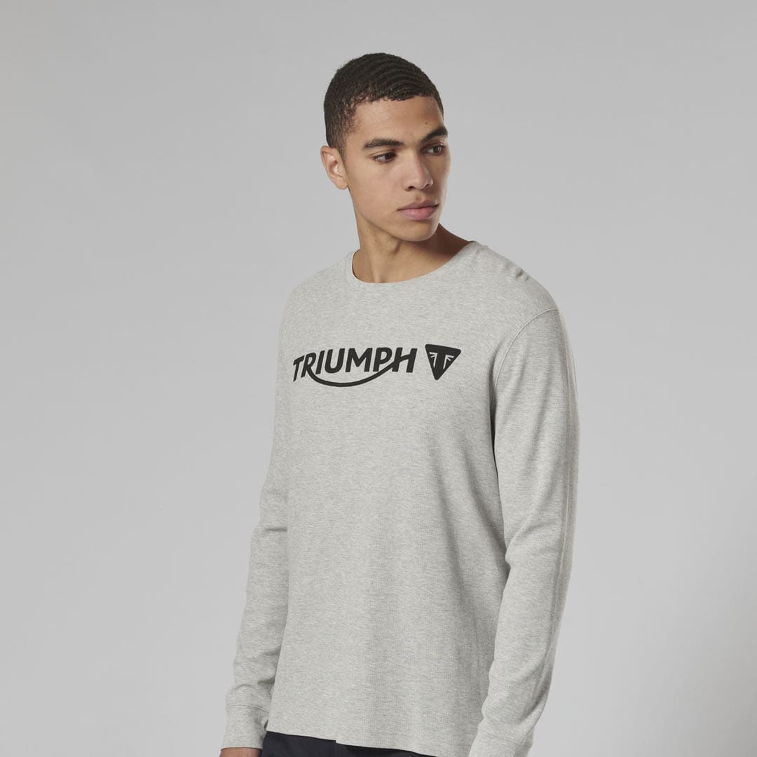 Triumph Mens Bettmann Grey Marl Long Sleeved Waffle Top