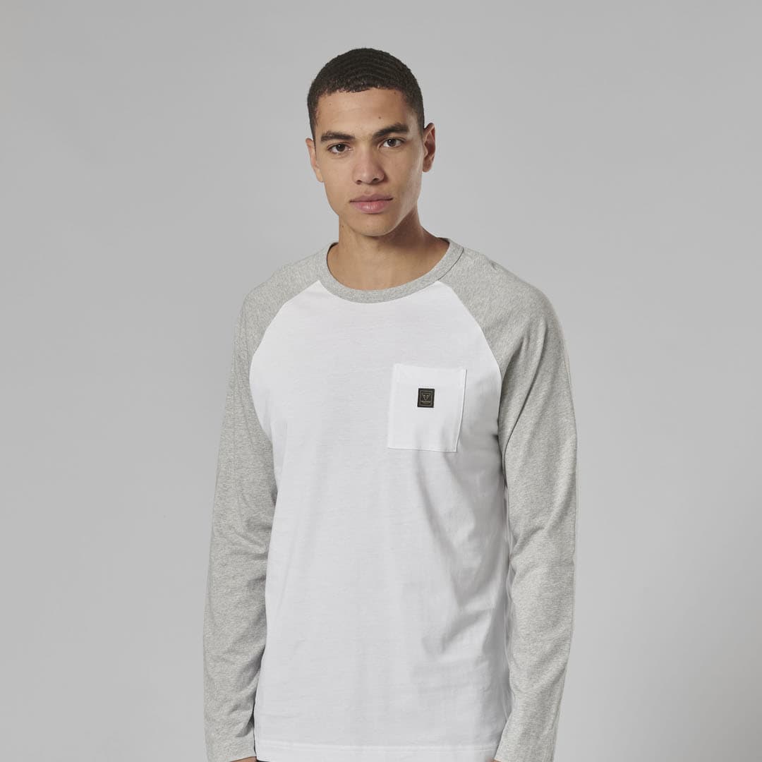 Triumph Mens Blackwell White & Grey Long Sleeved T Shirt