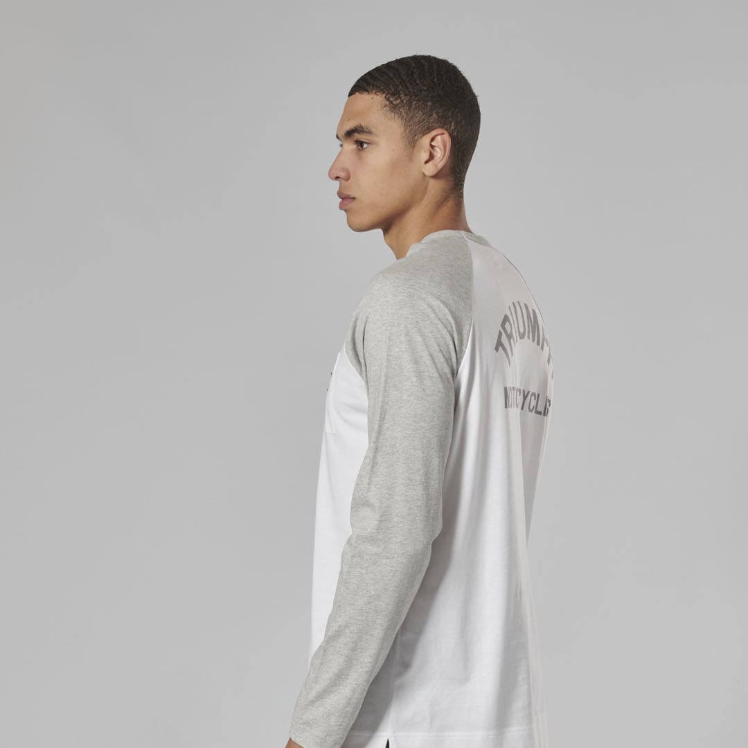 Triumph Mens Blackwell White & Grey Long Sleeved T Shirt