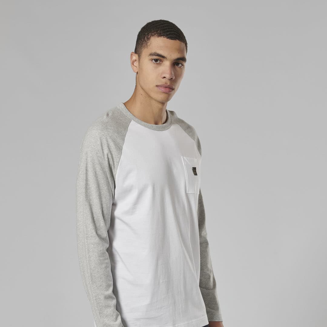 Triumph Mens Blackwell White & Grey Long Sleeved T Shirt