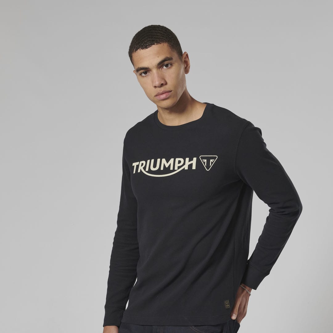 Triumph Mens Bettmann Black Long Sleeve Waffle Top