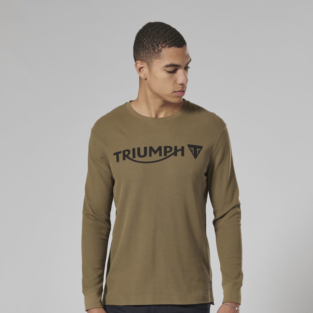 Triumph Mens Bettmann Khaki Long Sleeved Waffle Top