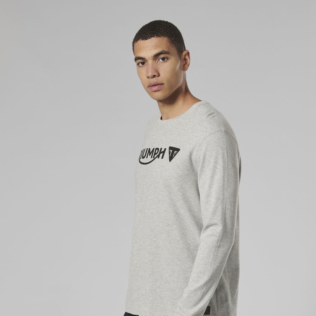 Triumph Mens Bettmann Grey Marl Long Sleeved Waffle Top